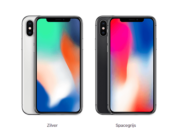 iPhone X zilver en spacegrijs zwart voorkant
